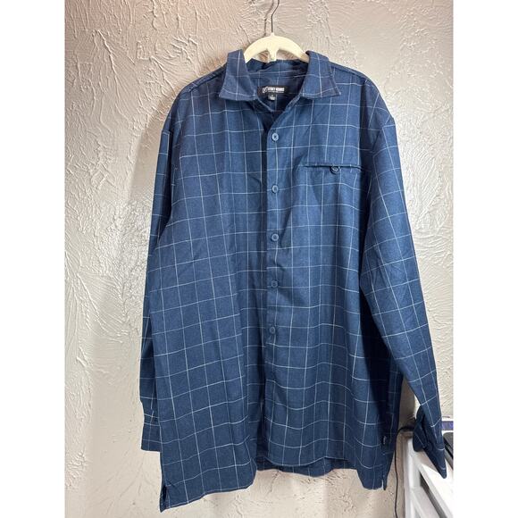 Stacy Adams Rayon Button Up Shirt Long Sleeve Check Mens Blue Size Large - Picture 1 of 4